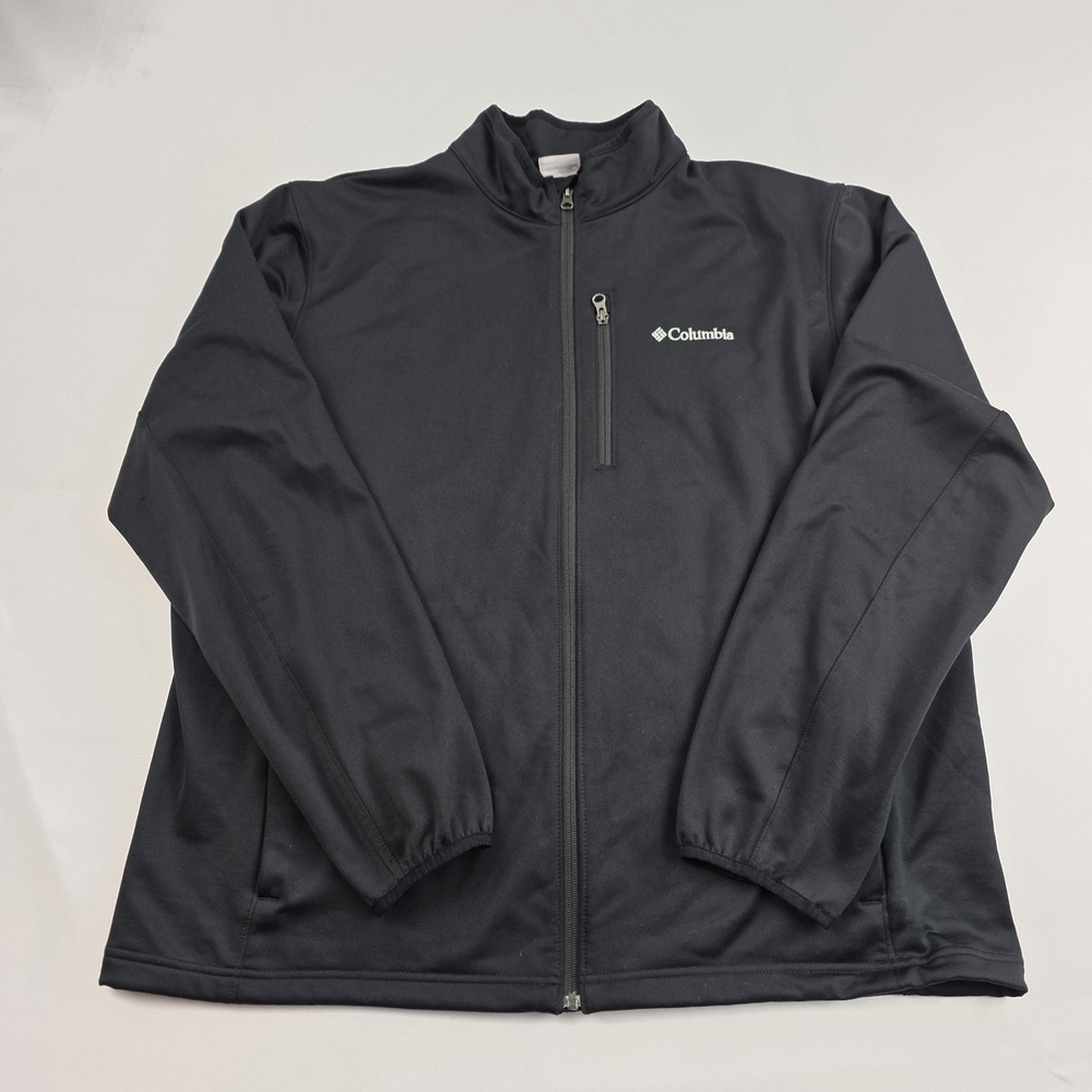 Columbia Jacket Mens 2XL Black Omni-Heat Softshell Full Zip Outdoor Windbreaker